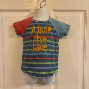 NWT 12/18M Mudpie Multicolored Lake Fishing short sleeve Shirt. Retail 25.99